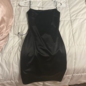 black satin dress